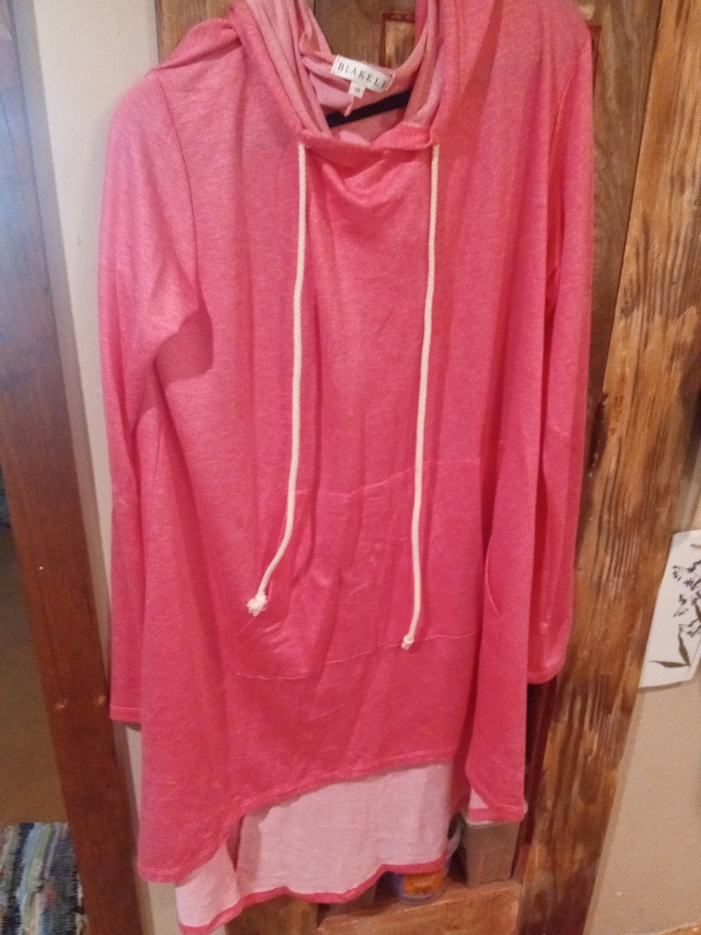 Blakely Pink Hooded Cowl Pullover Sweater